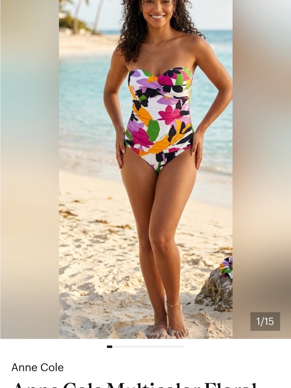 Anne Cole White Multicolor Floral Twist-Front One-Piece Swimsuit